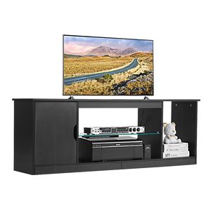 Mobile TV Moderno per TV fino a 65 Pollici, Mobile TV in Legno con Striscia LED e Ripiano in Vetro, Tavolo Porta TV - Product Image 4