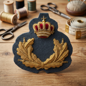 Écusson brodé personnalisé danois avec couronne et guirlande de lauriers, à coudre sur tissu pour uniforme ou vêtement - Product Image 4