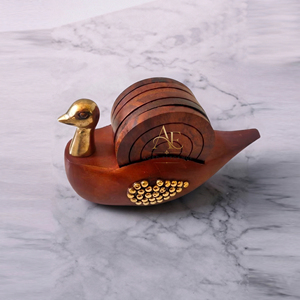 Ensemble de sous-verres en bois avec support, sous-verres ronds en bois massif, sous-verres pour tasses à café, accessoires de table décoratifs et de vaisselle modernes - Product Image 5