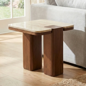 Modern Marble Top Wood Nightstand Minimalist Design Bedroom Furniture Home With Foldable - Product Image 6