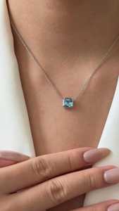 จี้เพชรพร้อมสร้อยคอ ทองคำแท้ 10K 14K ทรง Asscher ประดับพลอยเพาะเลี้ยงในห้องปฏิบัติการ ฝังแบบ Bezel สร้อยแบบ Layering เครื่องประดับชั้นดี 1.12 กะรัต - Product Image 2