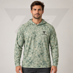 Sudadera de Pesca con Estampado Moteado Personalizado, Unisex, Manga Larga, con Capucha, UPF 50, Secado Rápido, Camisa de Pesca Sublimada - Product Image 1