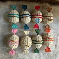 Panier Cadeau Écoresponsable en Rotin Fait Main, en Forme de Bonbon, Tressé, pour Ramadan et Aïd 2027, Support à Bonbons, Fourniture en Gros Faite à la Main
