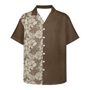 <b>Men</b> Knitted Single Breasted <b>Hawaiian</b> <b>Shirt</b> Tropical Floral Print Short Sleeve Turn-Down Collar Button-Up Summer Vacation Wear - Product Image 3