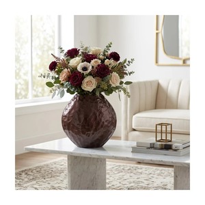 Customer Favorite Silent Curve Handmade <b>Bronze</b> Tabletop <b>Vase</b> 18x14 Inch Rustic Decorative Flower Holder - Product Image 4
