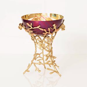 Bol à aliments secs au Design tendance avec support à feuilles/bol de service moderne décoratif pour la maison avec support/bol en métal émaillé pour la décoration de Table - Product Image 1