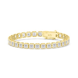Asscher Cut Bezel <b>Set</b> Lab Grown Diamond Tennis Bracelet 17.61 CTW 9K Rose Gold - Product Image 6