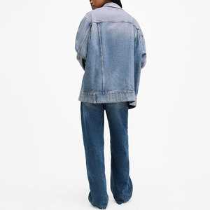 <b>Women</b> Premium Solid Casual <b>Baggy</b> <b>Jeans</b> Jacket and Pants Set Custom Design Durable 100% Cotton Eco-Friendly - Product Image 2