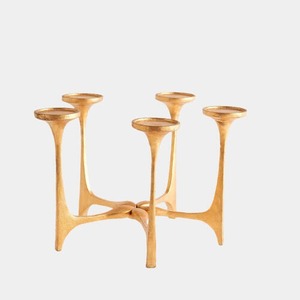 Candelabro de Cinco Brazos Glow Ritual, Portavelas de Metal Plateado, Soporte Duradero para Velas, Decoración para el Hogar - Product Image 1