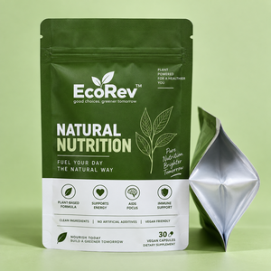 ถุงซิปล็อคแบบตั้งได้ ผลิตตามสั่ง พิมพ์ลายได้ รีไซเคิลได้ มาตรฐาน ECO96 สำหรับอาหาร เคลือบด้าน อลูมิเนียมฟอยล์ เมทัลลิก ปิดผนึกเองได้ - Product Image 3
