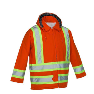 Chaqueta de Seguridad Reflectante Naranja de Alta Visibilidad con Capucha y Cremallera para Hombre, Ropa de Trabajo - Product Image 1
