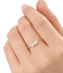 Round Cut Lab Created DEF Color VS VVS Clarity 18K Solid Gold Minimalist <b>Ring</b> Half Chain Diamond <b>Ring</b> Wedding <b>Proposal</b> <b>Ring</b> - Product Image 5