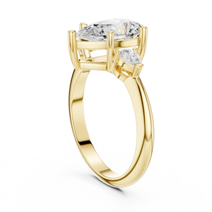 Anillo de Compromiso con Tres Diamantes Cultivados en Laboratorio, Corte Pera, Banda Completa, Oro de 14K, Certificado IGI, VS1, Diamante E, para Aniversario o Boda - Product Image 3