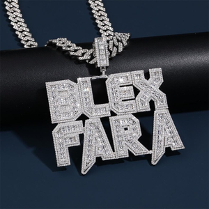 Blex Fara Iced Out Moissanite Pendant 925 <b>Silver</b> Rhodium Plated Hip Hop Men's Jewelry Letter <b>Charm</b> Everyday Wear - Product Image 1