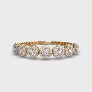 Bracelet tennis fait main Sept Merveilles en or blanc 18 carats avec chaîne, moissanite et diamants – Cadeau idéal pour les passionnés de tennis - Product Image 1