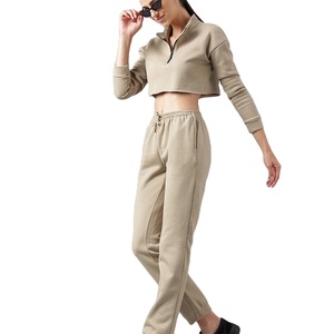 Women's High Quality Acid Wash 100% Cotton Joggers Pants Oversized Crop <b>Top</b> Best Material Winter Tracksuits <b>Short</b> Crop 2026 - Product Image 4