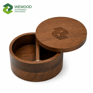 Boîte à épices double en bois d'acacia avec logo personnalisé, boîte de rangement pour assaisonnements en bois, fabricant OEM ODM - Product Image 5