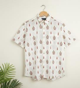 Camisas Casuales Formales para Hombre, 100% Algodón, con Estampado Batik a Rayas, Hechas a Mano, con un Solo Botón, Manga Corta, Transpirables y Ecológicas - Product Image 1