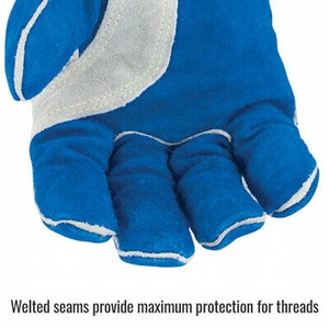 Wholesale Blue Welding Electric <b>Gloves</b> Working Leather <b>Long</b> Cow Split Leather Heat Resistance Safety Resistance Work <b>Gloves</b> - Product Image 3