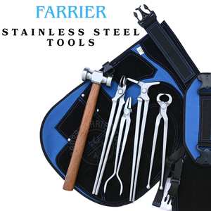 Equine Blacksmith <b>Tool</b> Kit with Shoe Puller <b>Tool</b> Round Head Tong <b>Fire</b> Tong Shoe Crimper Heavy Duty Hammer and Farrier Apron - Product Image 3