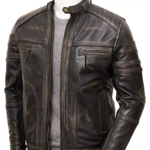 Veste en cuir de moto pour hommes, sur mesure, en peau de mouton, veste en cuir original, vestes d'équitation, tendance 2020 - Product Image 5