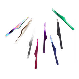 Pince à épiler personnalisée en acier inoxydable pour extensions de cils, pointes en fibre, prise parfaite, couleurs or/argent, pour retrait de cils, biseautée - Product Image 1
