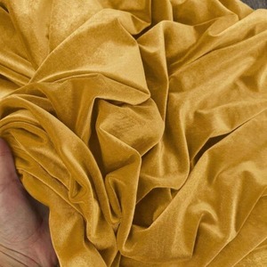 Most Selling Mustard Yellow Polyester Velvet <b>Fabric</b> Rich Color Soft Comfortable Material for Party Wear Evening Dresses for Sale - Product Image 3