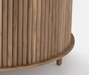 Mesa de Centro Redonda de Madera Reciclada Marrón Rústica y Duradera, Diseño Vintage de Casa de Campo, Muebles para Sala de Estar - Product Image 5