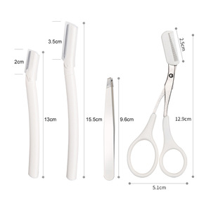 Foldable Eyebrow <b>Trimmer</b> Set with Scissors Razor and Tweezers for Women Brow Grooming - Product Image 3