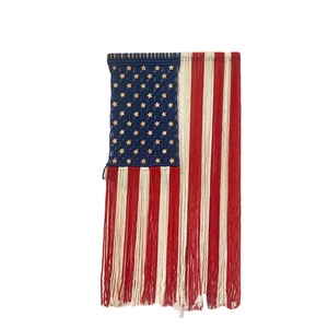 Macramé bohemio Bandera americana Colgante de pared Algodón Cuatro DE JULIO Día DE LA Independencia Decoración de pared para decoración del hogar - Product Image 1