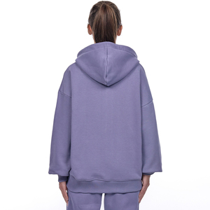 Sudadera con capucha para mujer, corte holgado, tejido de felpa suave, cierre completo con cremallera, capucha ajustable, bolsillos frontales, mangas largas, informal, para invierno - Product Image 2