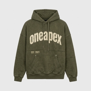 <b>Mens</b> Olive Green Vintage Graphic Hoodie Cotton Fleece Sweatshirt Custom Logo Streetwear Pullover Casual Winter <b>Hooded</b> <b>Top</b> - Product Image 1