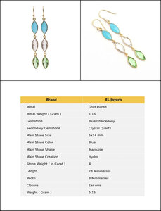 ต่างหูทองเหลืองชุบเงินทำมือสไตล์โบโฮวินเทจแบบยาวหลายชิ้น - Product Image 4