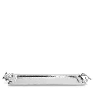 Bandeja de lujo rectangular de plata forjada con efecto martillado, con asas florales de orquídea, para servicio en hoteles y restaurantes, vajilla. - Product Image 6