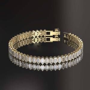 Bracelet tennis personnalisé en diamant de laboratoire taille baguette, bijoux fins en or pour femme, accessoire de luxe élégant pour le poignet - Product Image 1