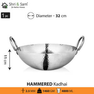 Batterie de cuisine gravée Triply Kadai Pro en acier inoxydable martelé profond - Product Image 5