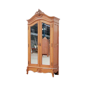 Moderno y elegante estilo francés de madera maciza armarios de dos puertas de nogal estantes ajustables dormitorio hogar Hotel Villa muebles - Product Image 5