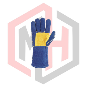 Blue Leather Stitched Working Gloves Lining Full Safety Anti-static <b>Fire</b> Fighting Flexible Breathable Tear-Resistant - Product Image 2