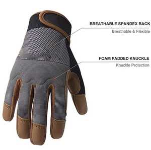 Gants de sécurité en polyester résistants à l'abrasion, avec embouts de doigts élastiques, bracelet élastique antidérapant, gants de travail polyvalents, niveau d'impact 12 oz - Product Image 5