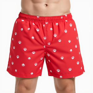 Shorts de Baño Unisex de Color Azul Sólido con Estampado, de Secado Rápido, Tejido de Punto, 100% Poliéster, Cintura Elástica, Estilo Casual - Product Image 2