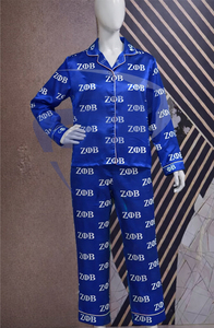 ชุดเสื้อและกางเกงผ้าซาตินสำหรับใส่นอนชุดเสื้อผ้าสำหรับใส่นอน Zeta phi Beta zpb ปรับแต่งโลโก้ได้ตามต้องการ - Product Image 1