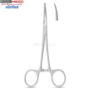 Pinzas Hemostáticas Crile Curvas de Acero Inoxidable 5.5, Alicates Quirúrgicos Manuales con Mordazas Largas Serradas y Mecanismo de Bloqueo para Uso General - Product Image 1