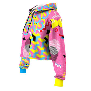 Sudadera Corta Personalizada para Mujer, 280 GSM, Transpirable, de Secado Rápido, con Estampado por Transferencia de Calor, Poliéster/Algodón - Product Image 2