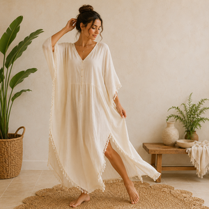 Ensemble de pyjama décontracté d'été pour femme en gaze de coton respirante, style musulman - Product Image 1