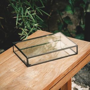 Vintage Brass Glass Box Glass Display <b>Case</b> Beveled Glass - Product Image 5