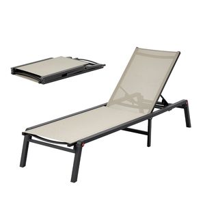 Sdraio Pieghevole per Piscina, Capacità di Carico 180 Kg, 5 Posizioni Regolabili, Facile Montaggio - Product Image 1