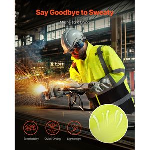 Giacca di Sicurezza Riflettente ad Alta Visibilità per Uomo e Donna, Impermeabile e Comoda, con Tasche, Taglia XL, Cappuccio per Lavoro e Pioggia - Product Image 3