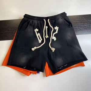 กางเกงขาสั้นผ้าลูกฟูกสำหรับผู้ชายกางเกงขาสั้นลำลองมีลวดลายผ้าฝ้าย100% ระบายอากาศได้ดี - Product Image 4