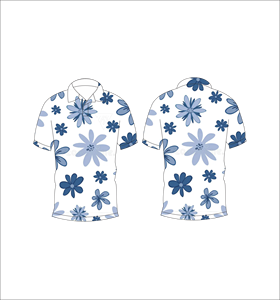 เสื้อโปโลพิมพ์ลายดอกไม้สีขาวน้ำเงินสำหรับผู้ชาย เสื้อยืดโปโลแขนสั้นลำลองสำหรับฤดูร้อน เหมาะสำหรับเล่นกอล์ฟ - Product Image 3