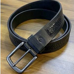 Ceinture pour homme en cuir de vache noir, style western, réversible, motif uni, boucle à plaque, durable, large, longueur personnalisable - Product Image 1